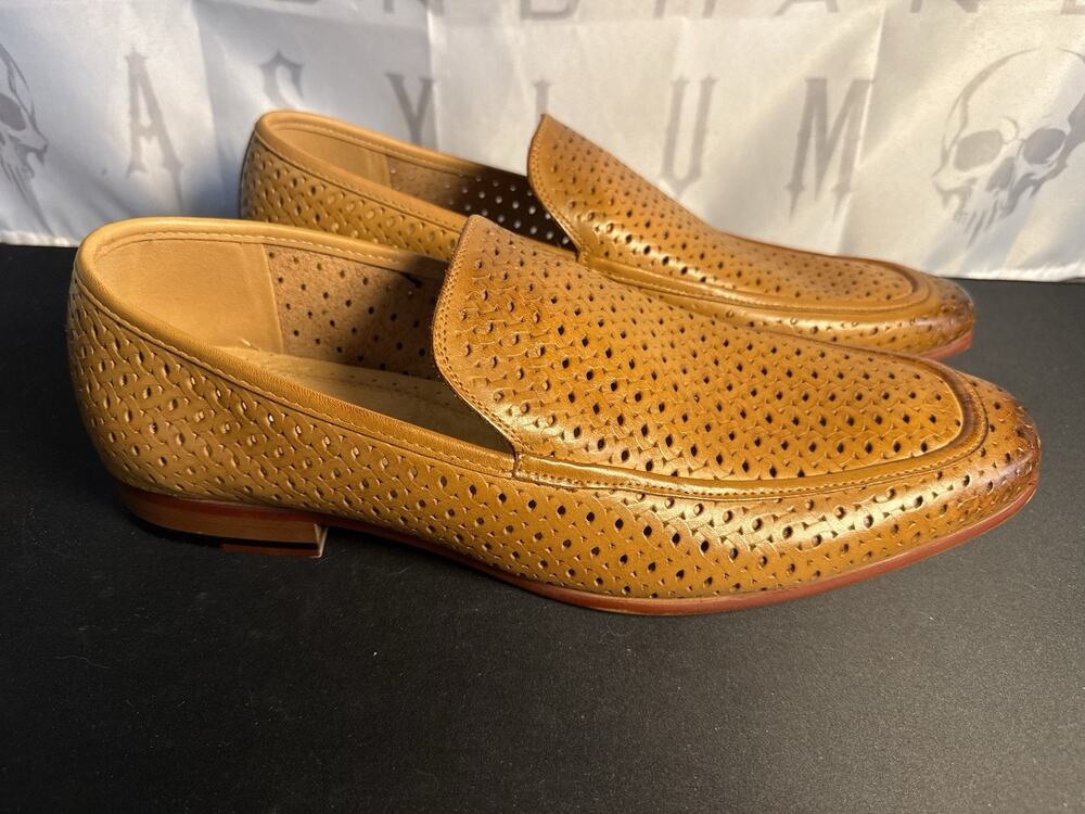 Stacy Adams Winden Perforated Moc-Toe Slip-On Loafers Cognac Men’s Size 14M NEW